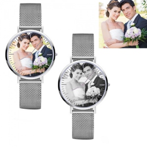 Montre Photo en Acier Inoxydable Pour Hommes et Femmes